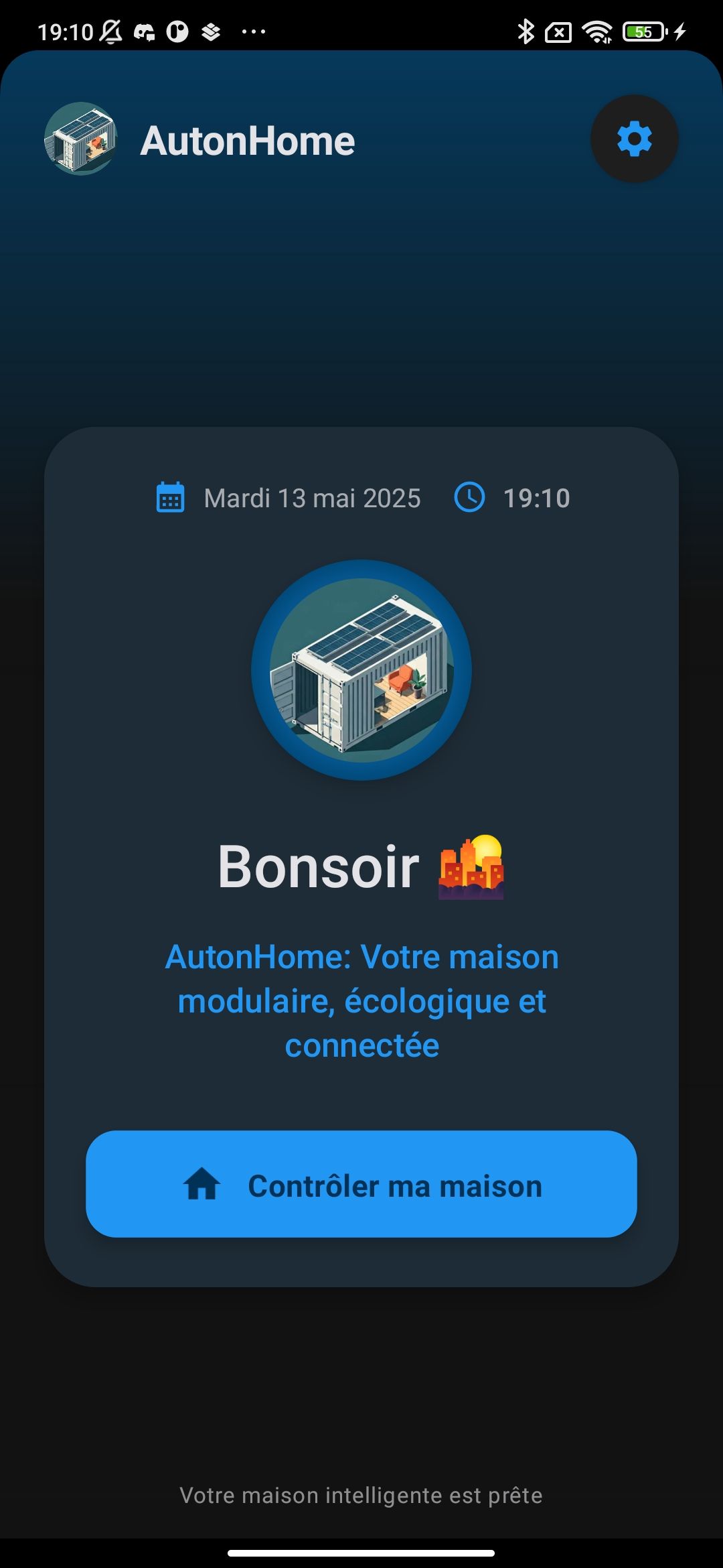 Page d'accueil de l'application AutonHOME