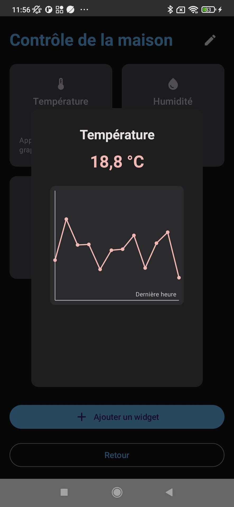 Interface de contrôle de la température